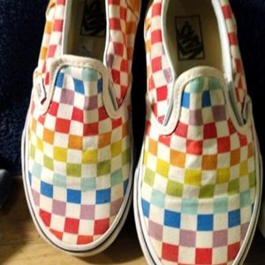 Checkered Vans slip ons size 2.5 kids